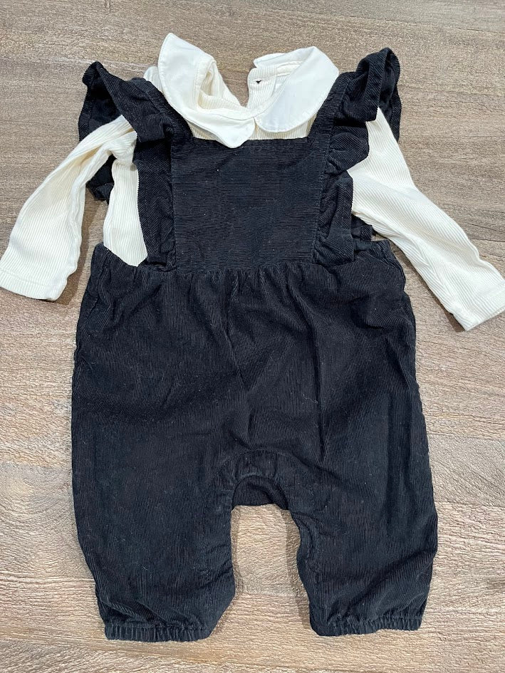 Seller #55 Baby Gap 0-3 months girls corduroy overalls and 3-6 month long sleeve onsie