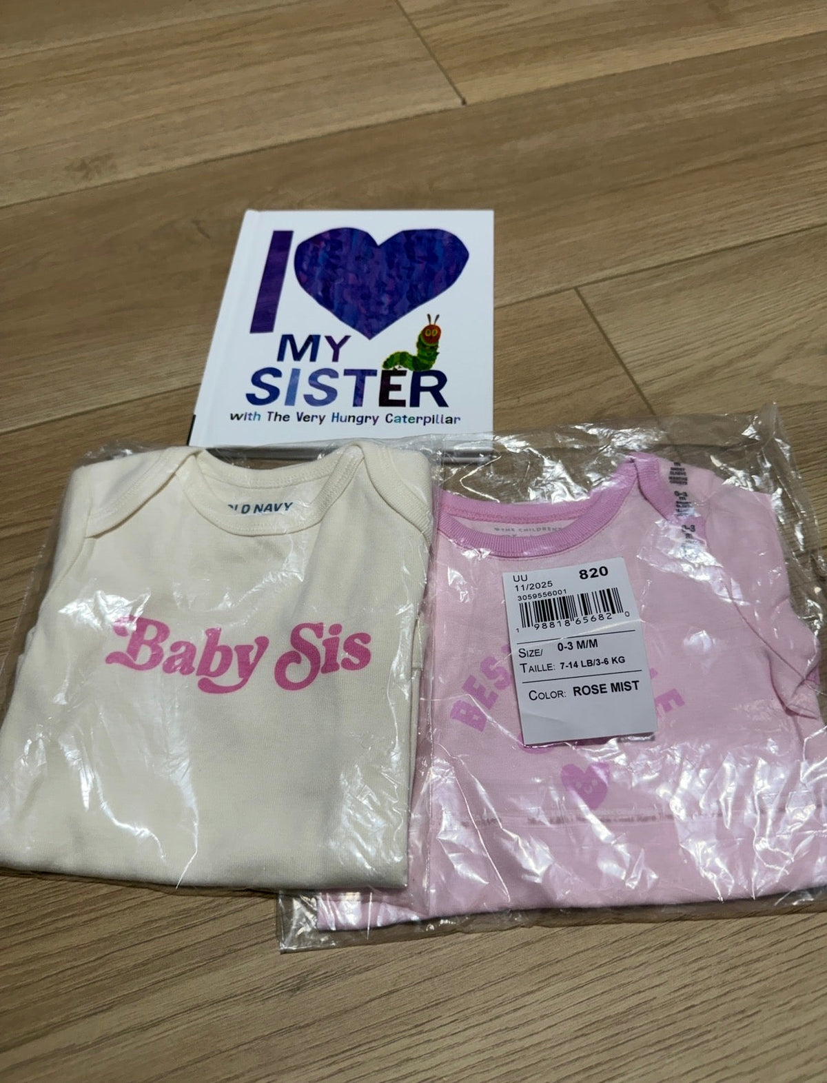 #162 BRAND NEW - Baby Sister book and onesies