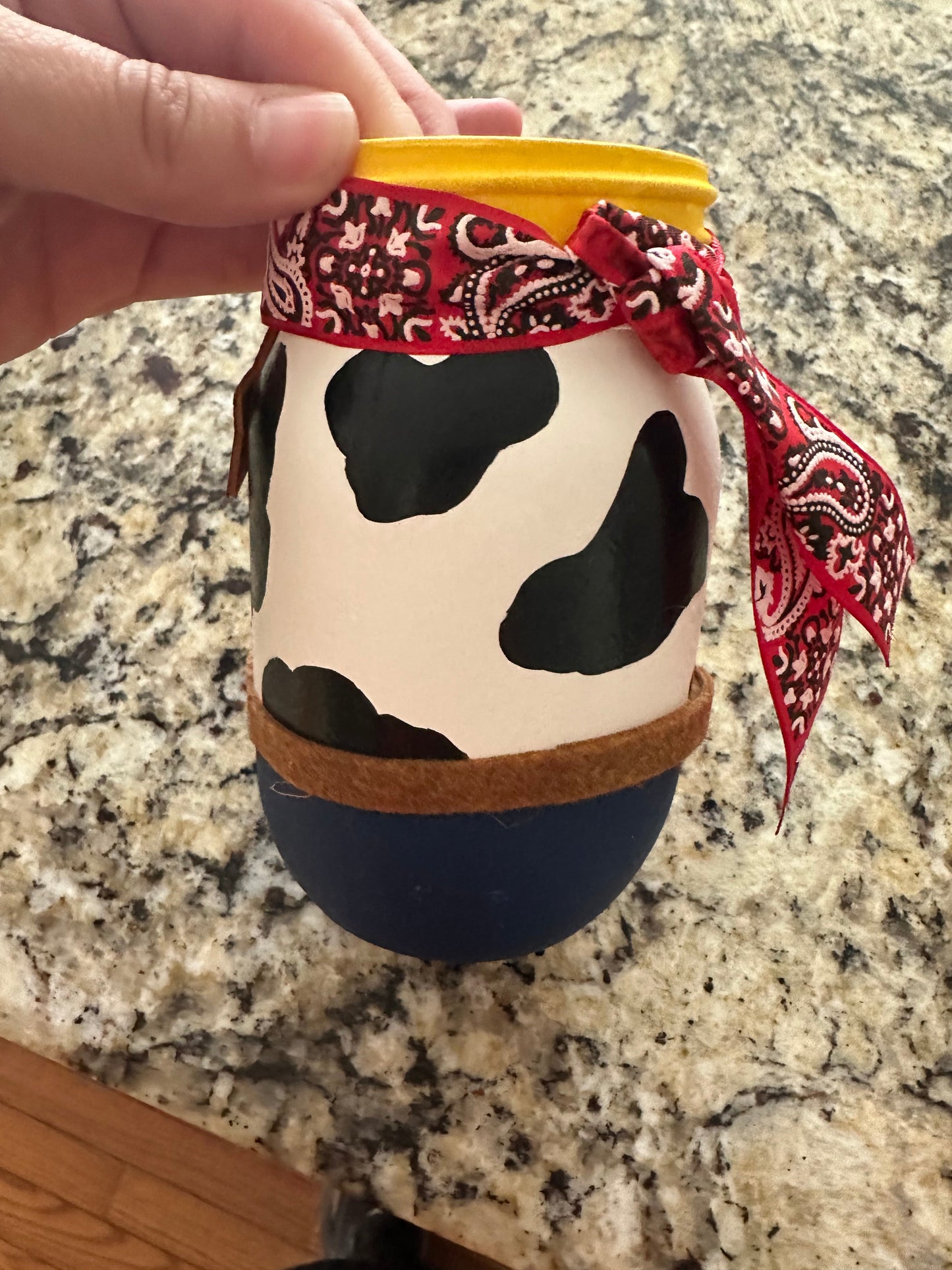 #24 Buzz and woody painted mason jars