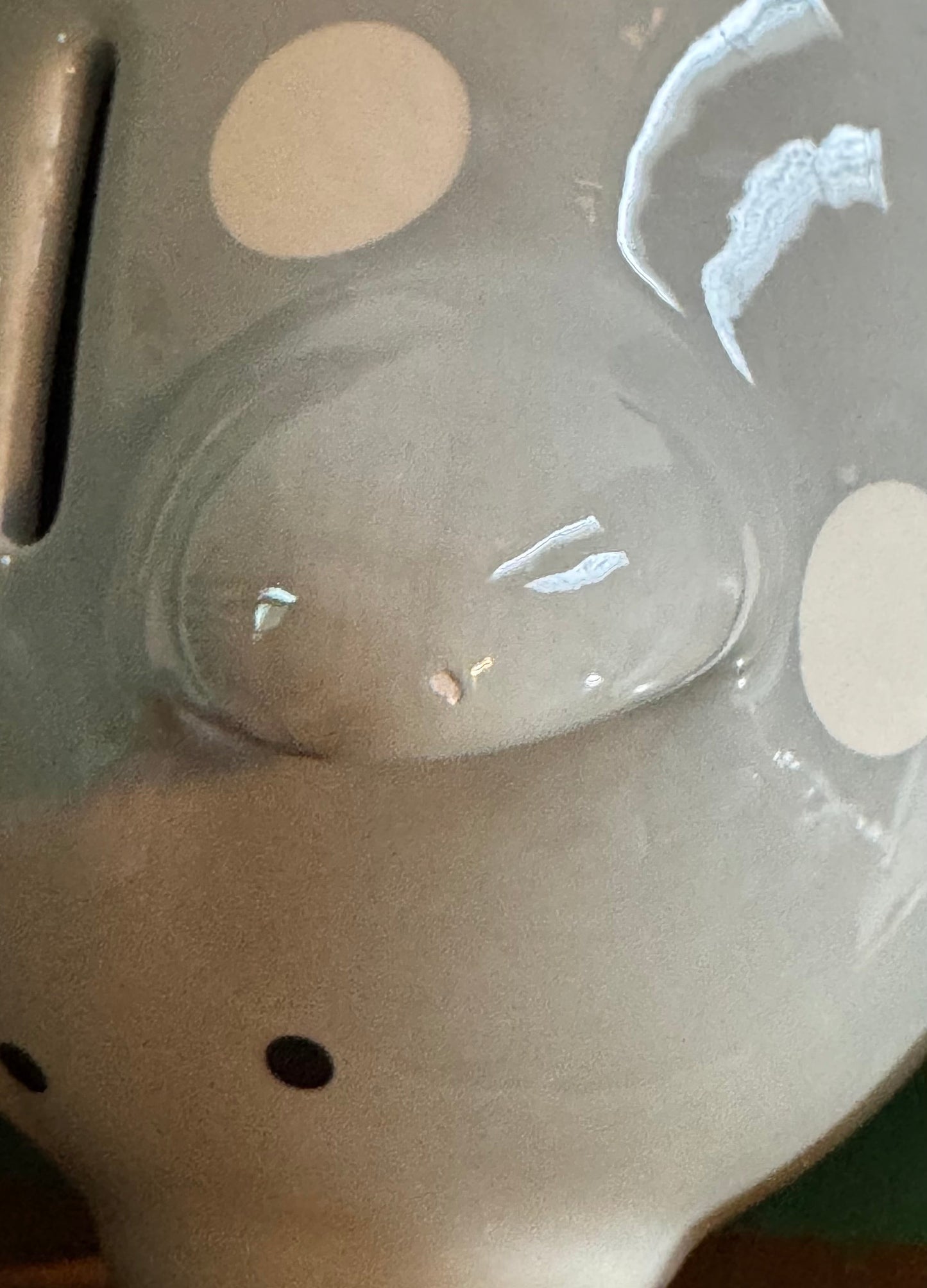 Seller #126 Gray and White Polka Dot Piggy Bank - REDUCED