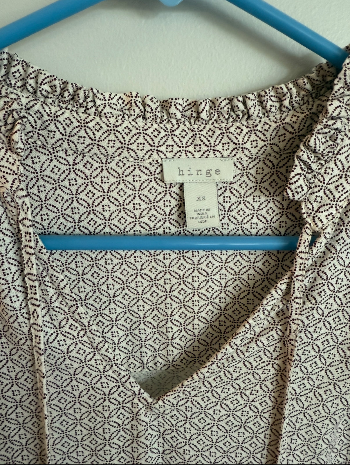 #173-women's cream and maroon blouse size XS