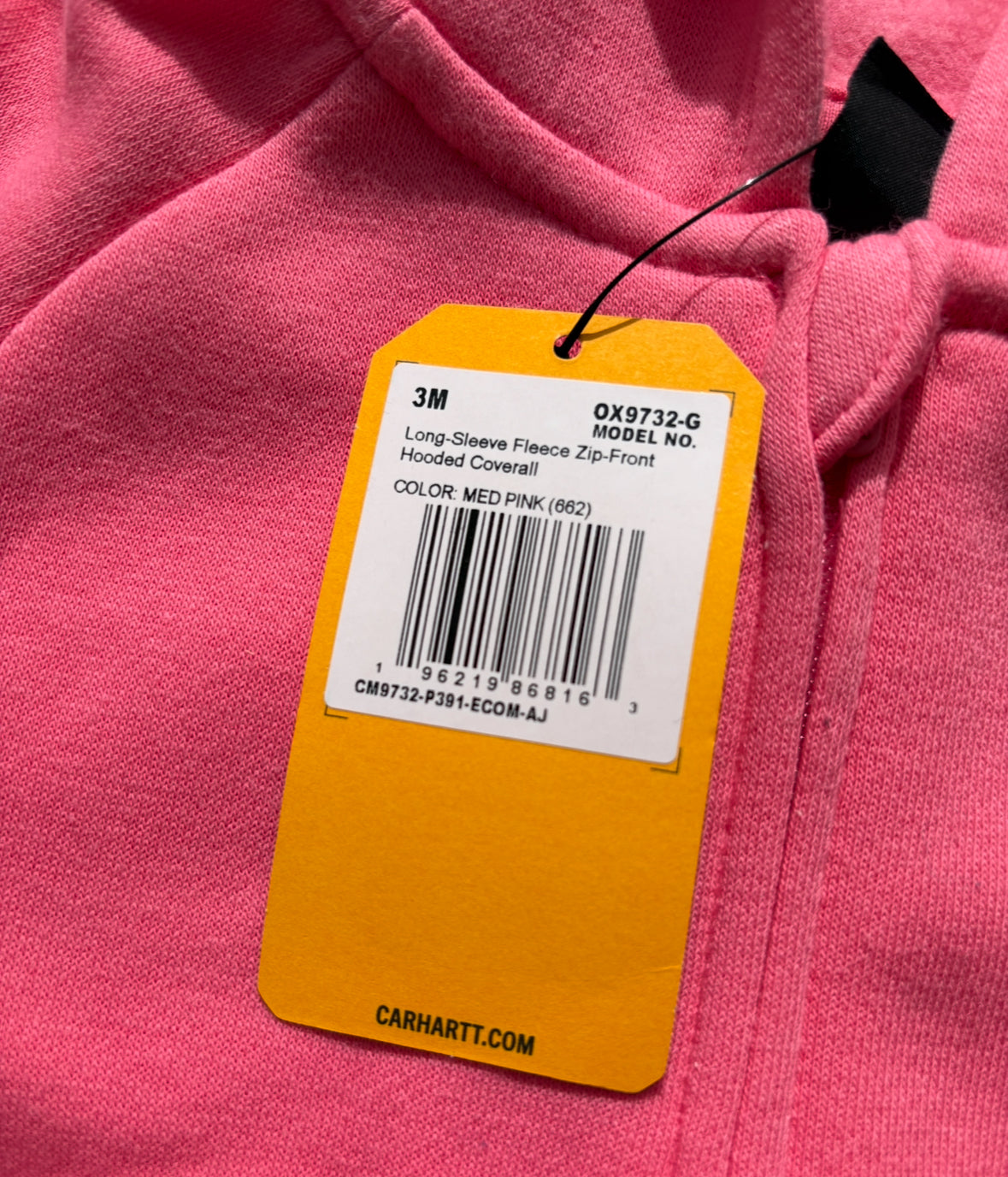 Seller # 105 - NWT 3M Girls Carhartt Pink Fleece Zip Front Hooded Coverall
