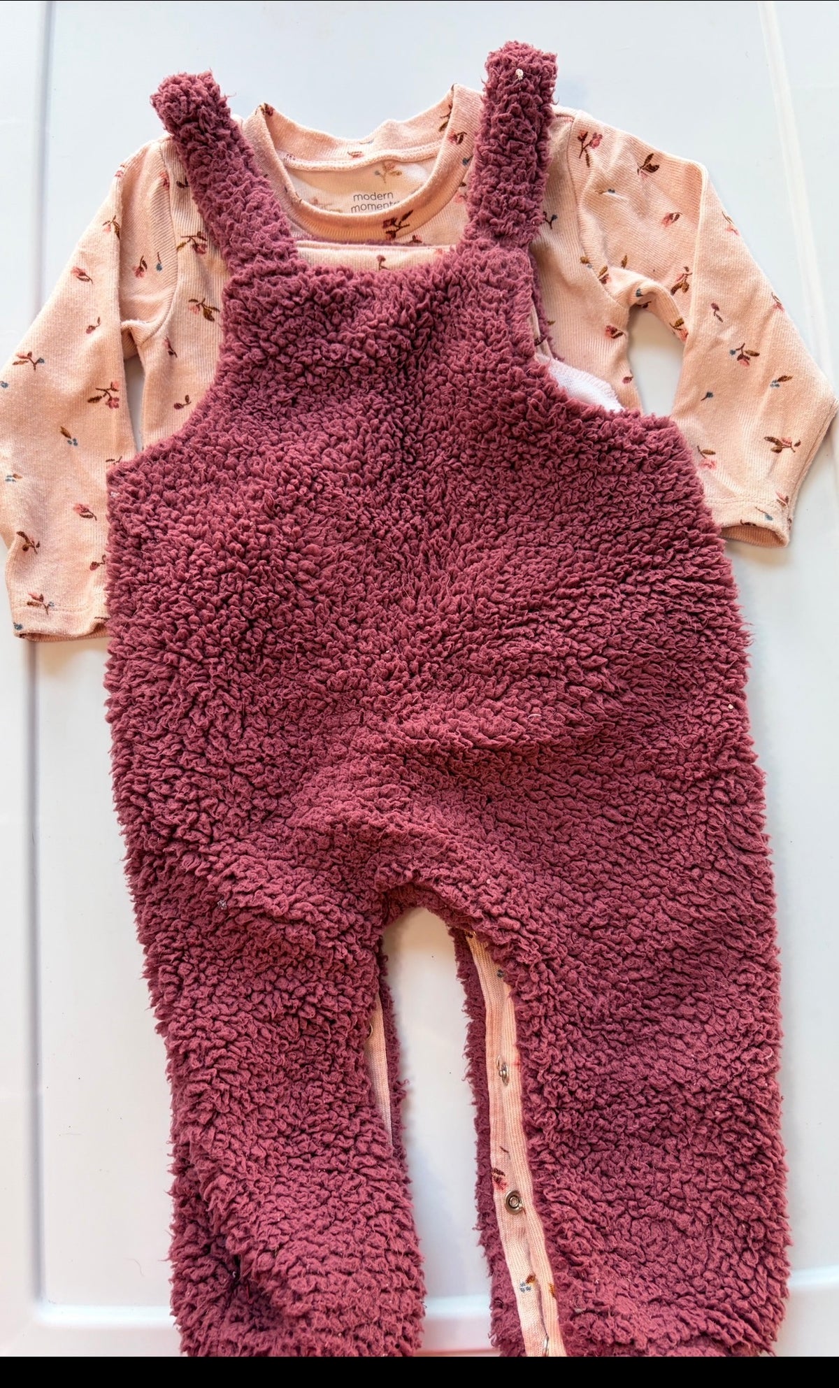 #35 girls 12-18 month fuzzy overalls Modern Moments