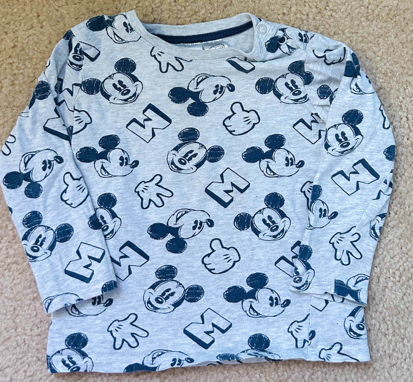 #15 H&M 1-2Y Mickey Shirt with Snaps By Neck