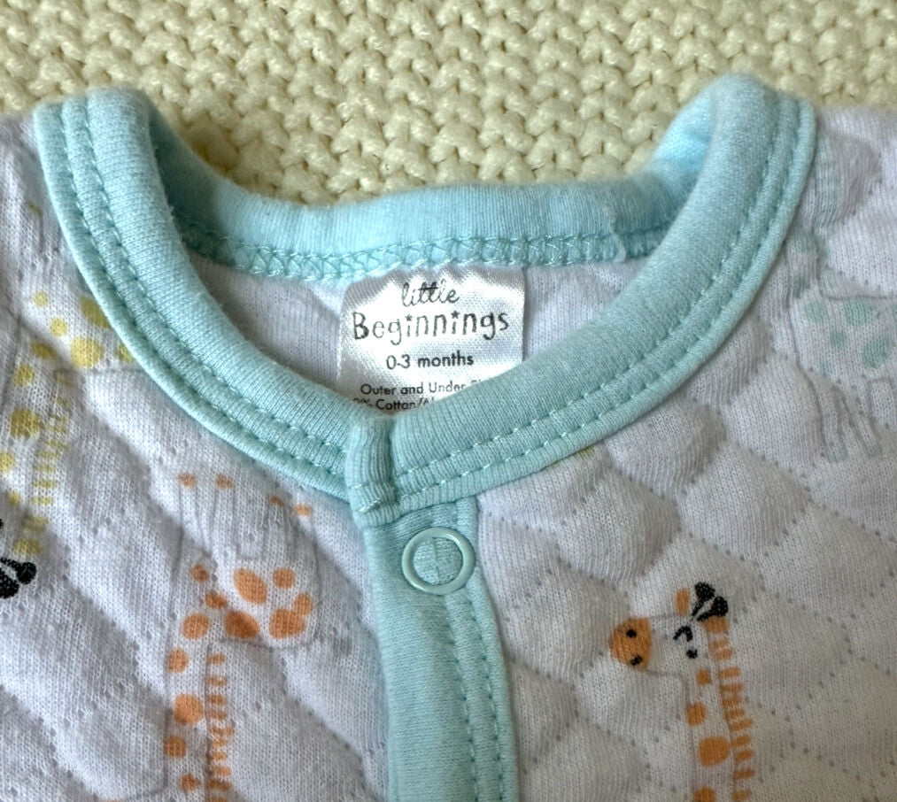 #93 Little Me Pastel Zoo Animal Quilted Sleeper Pajamas Boys 0-3M