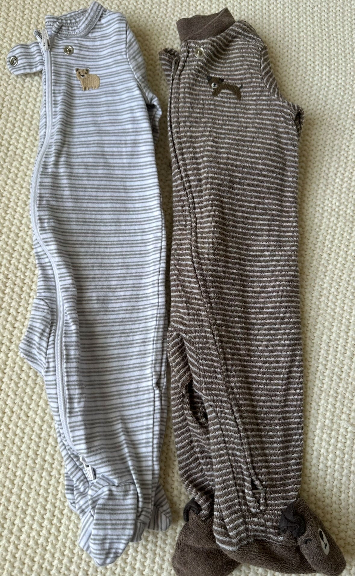 #93 Carter's Striped Animal Footie Pajamas Sleeper Set Boys 3M