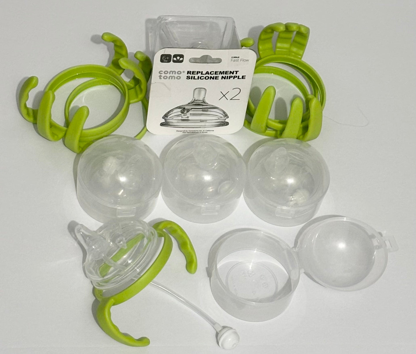 #132 - REDUCED- Bundle of Comotomo: Bottle Handles, Sippy Cup Conversion Kits & Fast Flow Nipples