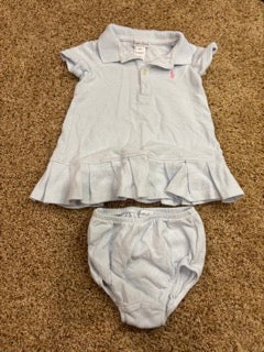 #73 girls 9mo Ralph Lauren light blue dress with diaper cover