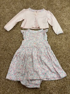 #73 girls 9mo carters dress with sweater, perfect for easter