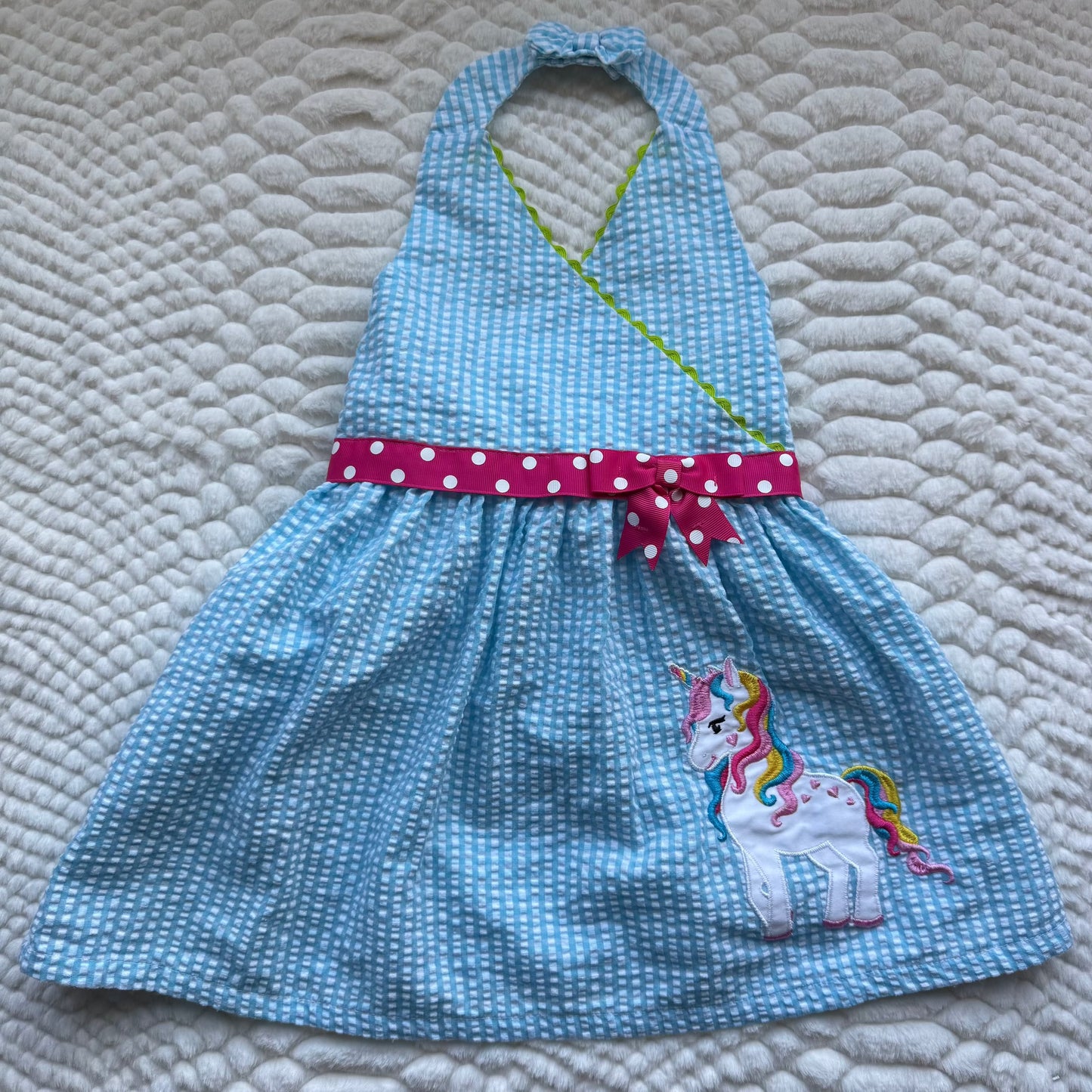 #99 Emily Rose Dress, NWOT, Halter Top Strap, Embroidered Unicorn, Girls 2T