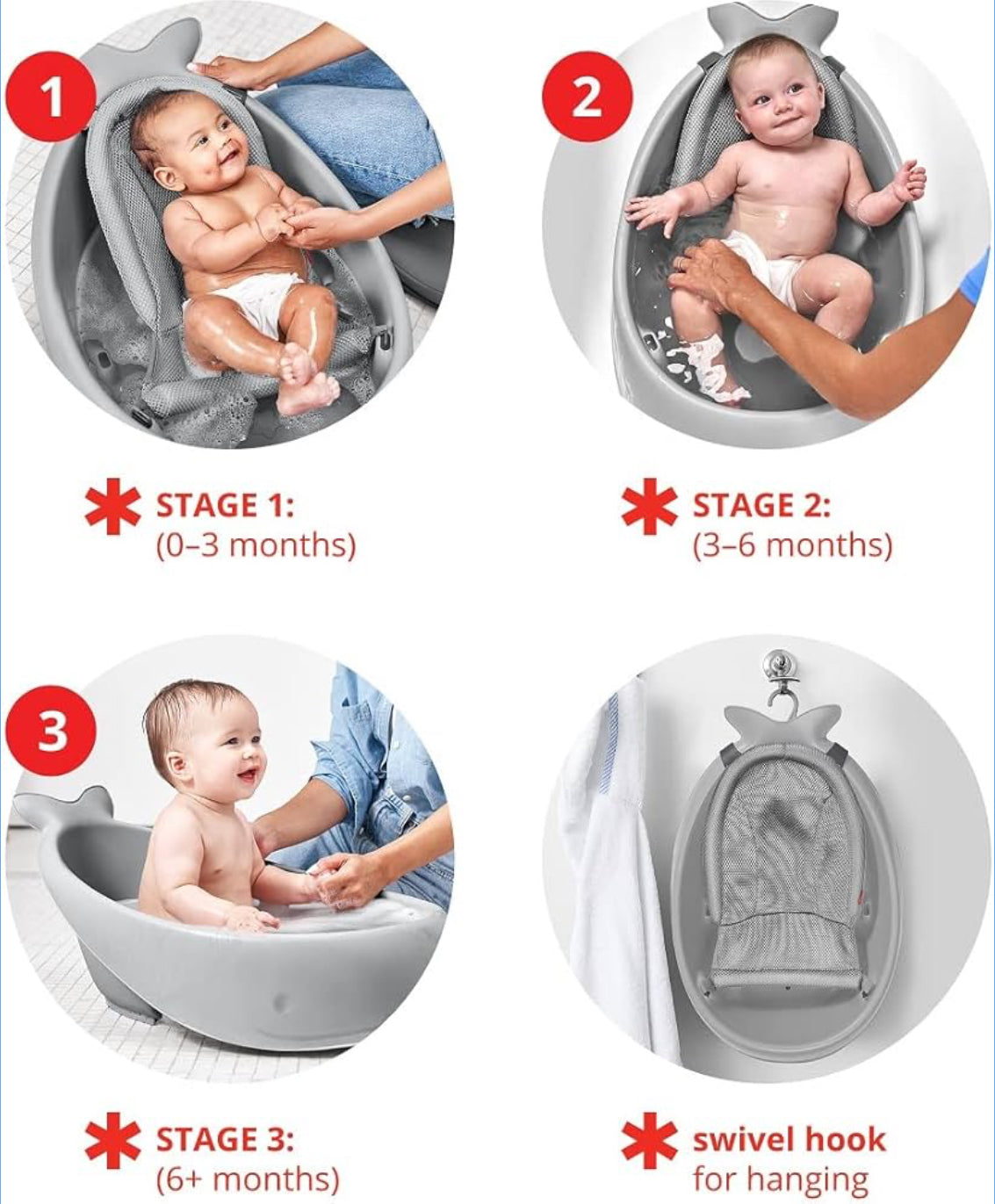 #132 - REDUCED - Skip Hop: Moby Smart Sling 3-Stage Baby Bathtub