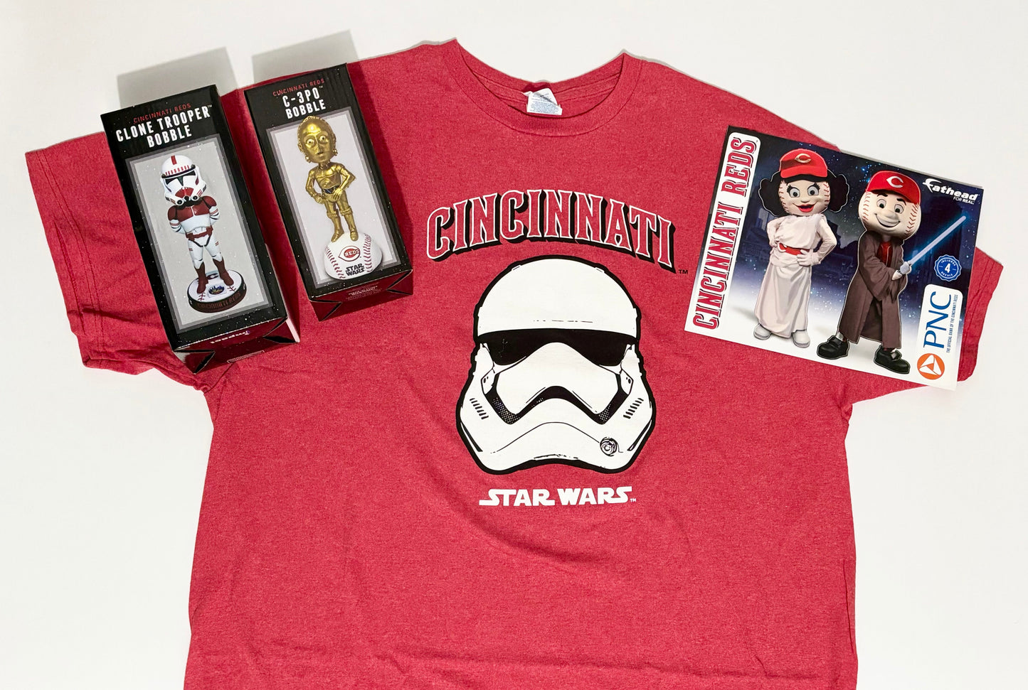 #132 - REDUCED- Bundle of Reds: 2 Star Wars Bobbleheads, Unisex T-Shirt in XL and Fatheads