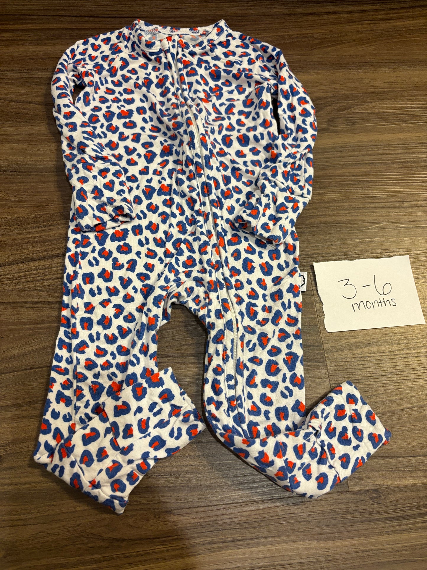 #138 - 3-6 Mo - EUC Dream Big Little Co - Red/White/Blue Cheetah Print Zippy - PU 45236