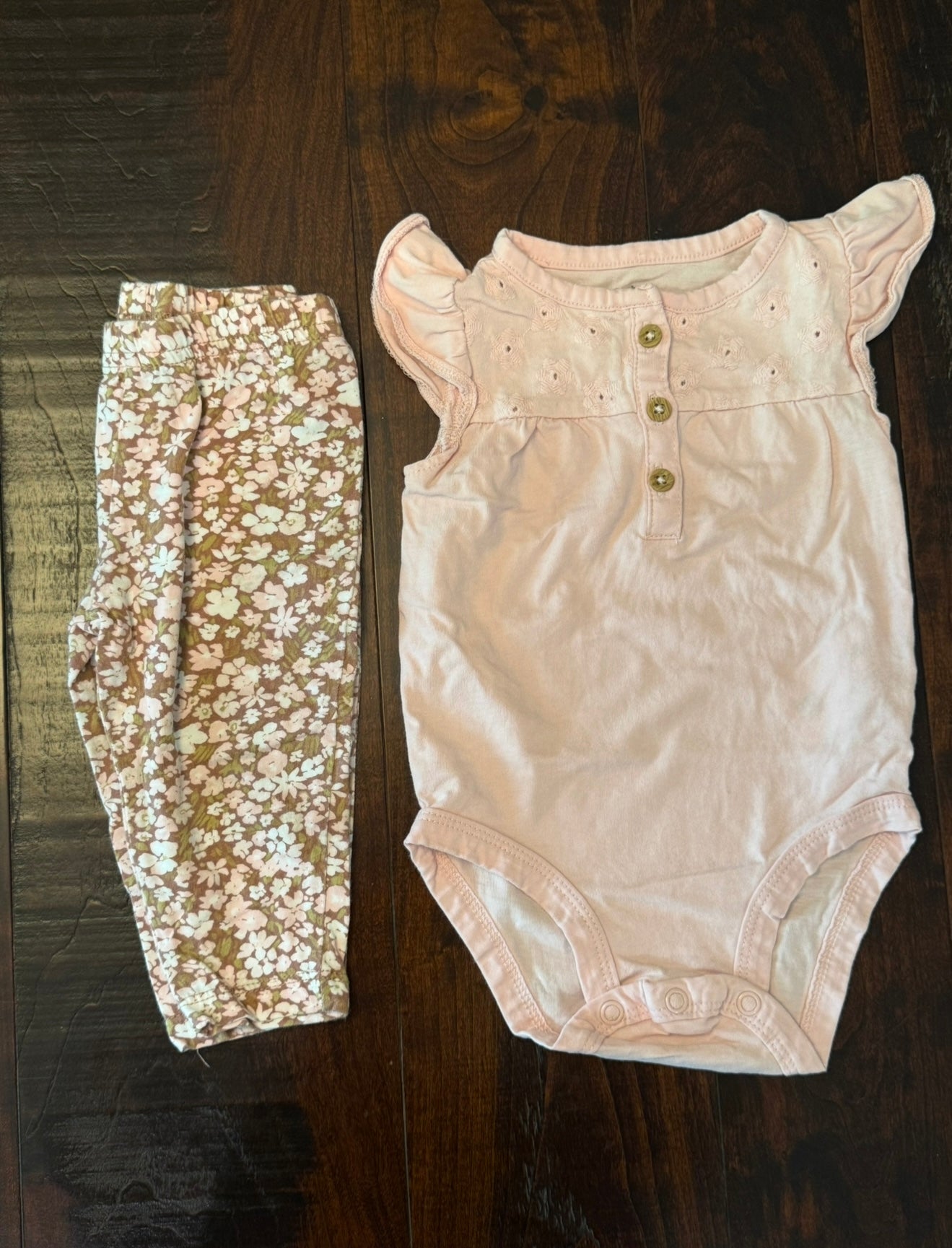#83 Carters Pants Outfit Pink Floral - Infant 6 Month