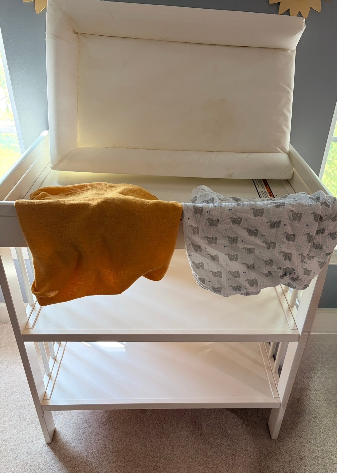 #35 white changing table with covers