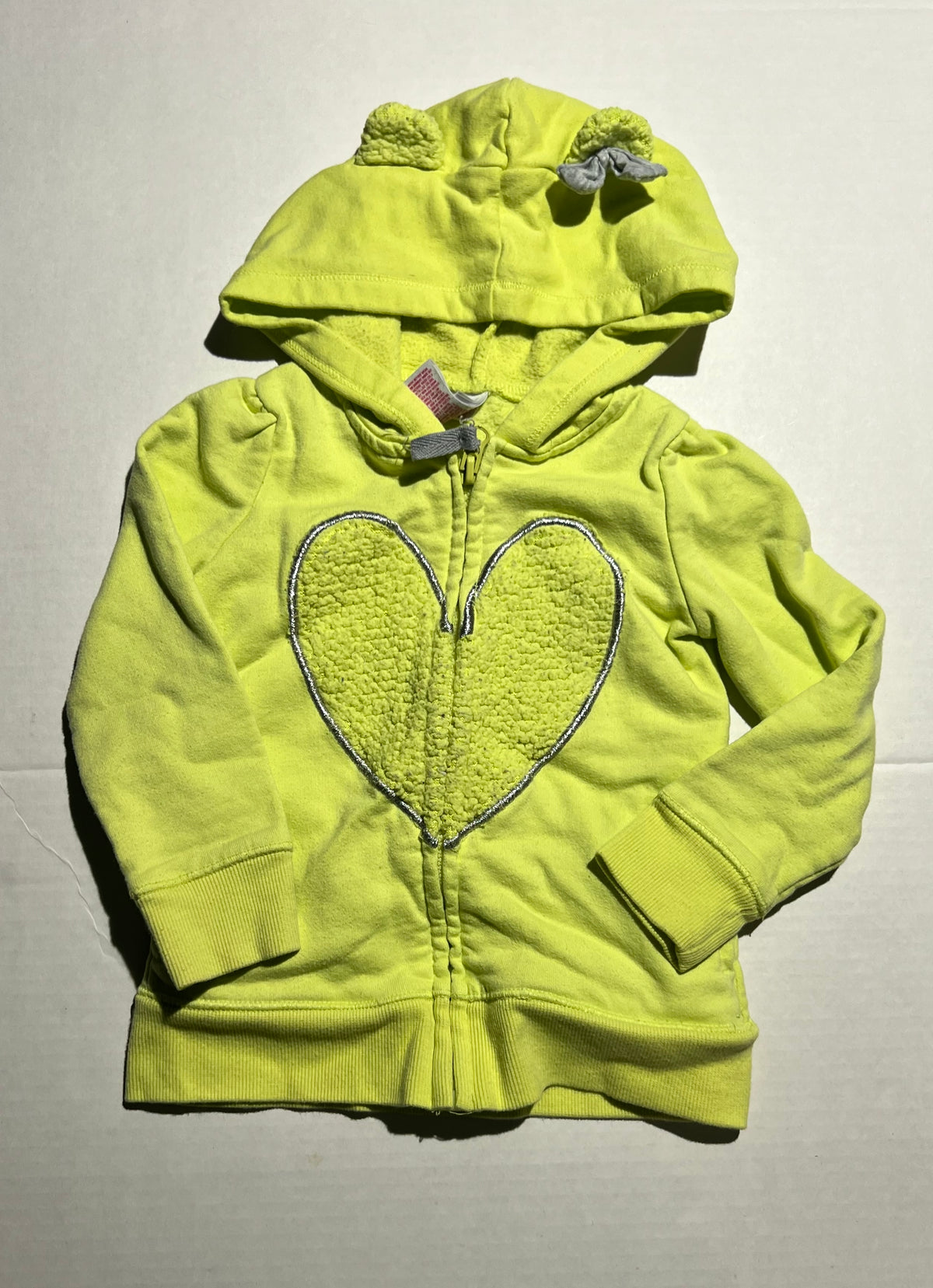 #95 Girls Neon Green Hoodie with Ears 2T
