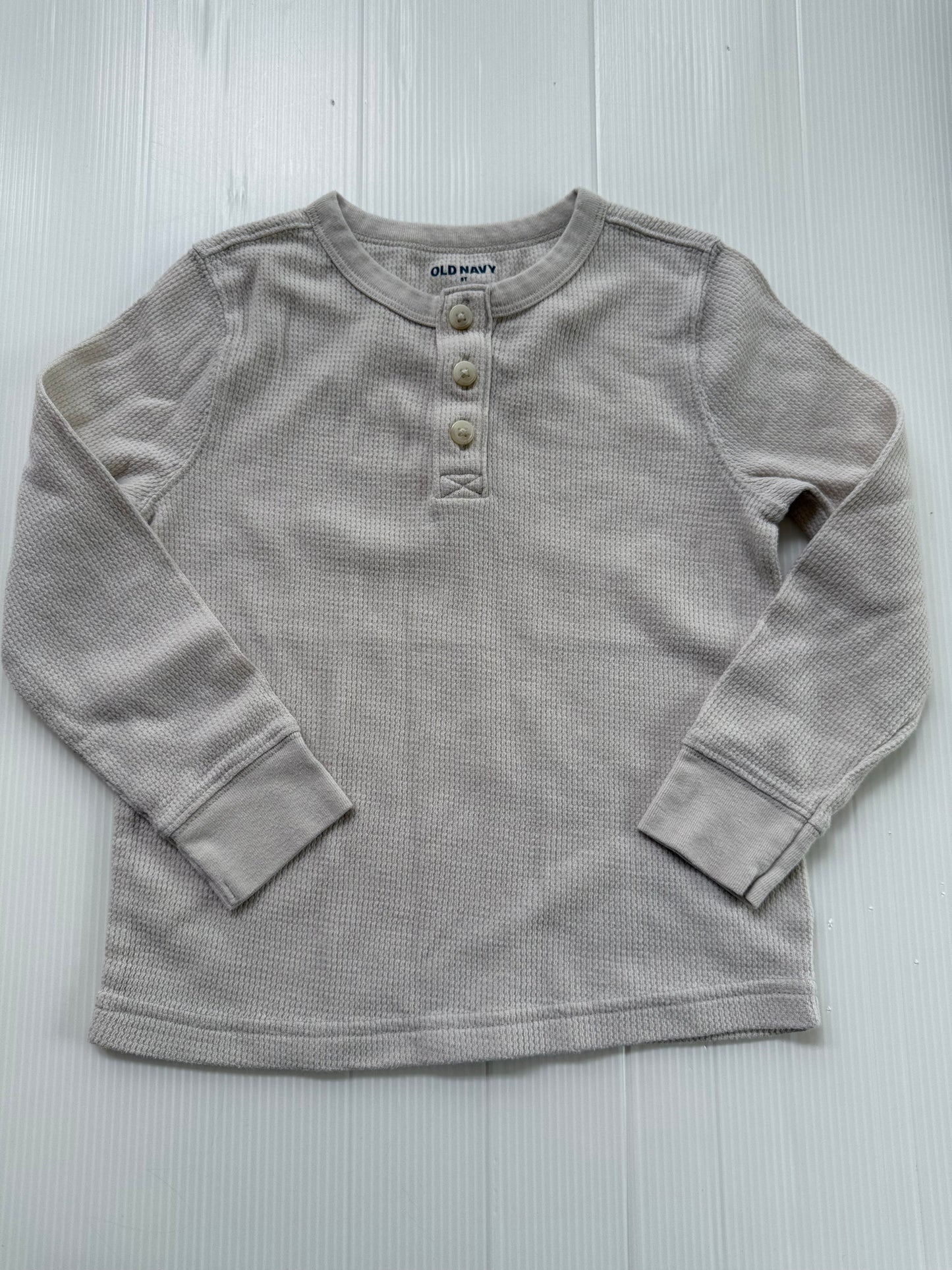 #167 Old Navy Boys Cream Henley - 5T