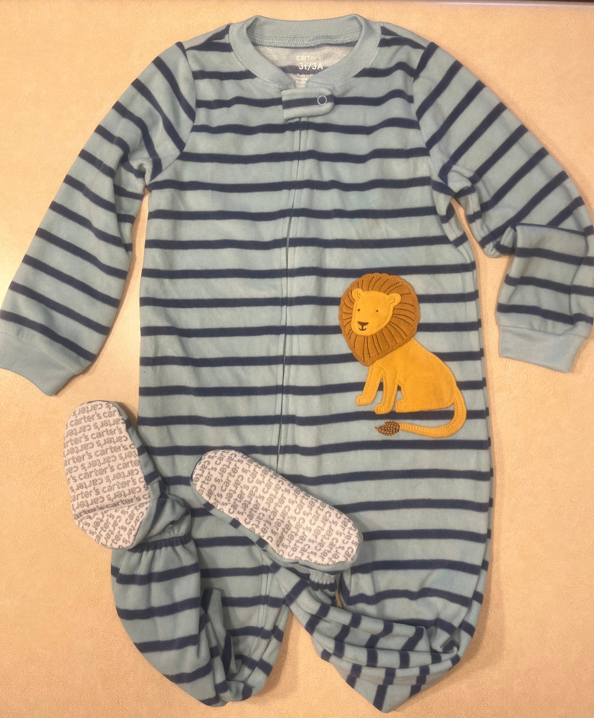 #200 Carter's Lion Fleece Pajamas Boys 3T (NWOT)