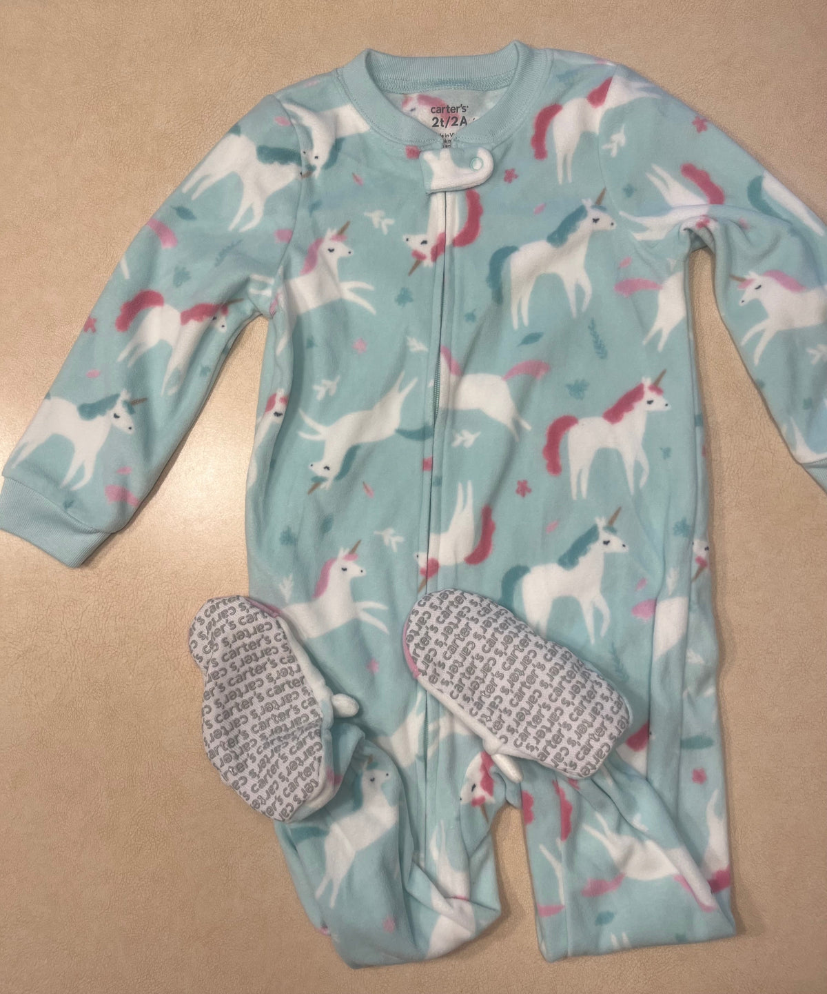 #200 Carter's Unicorn Fleece Pajamas Girls 2T (NWOT)