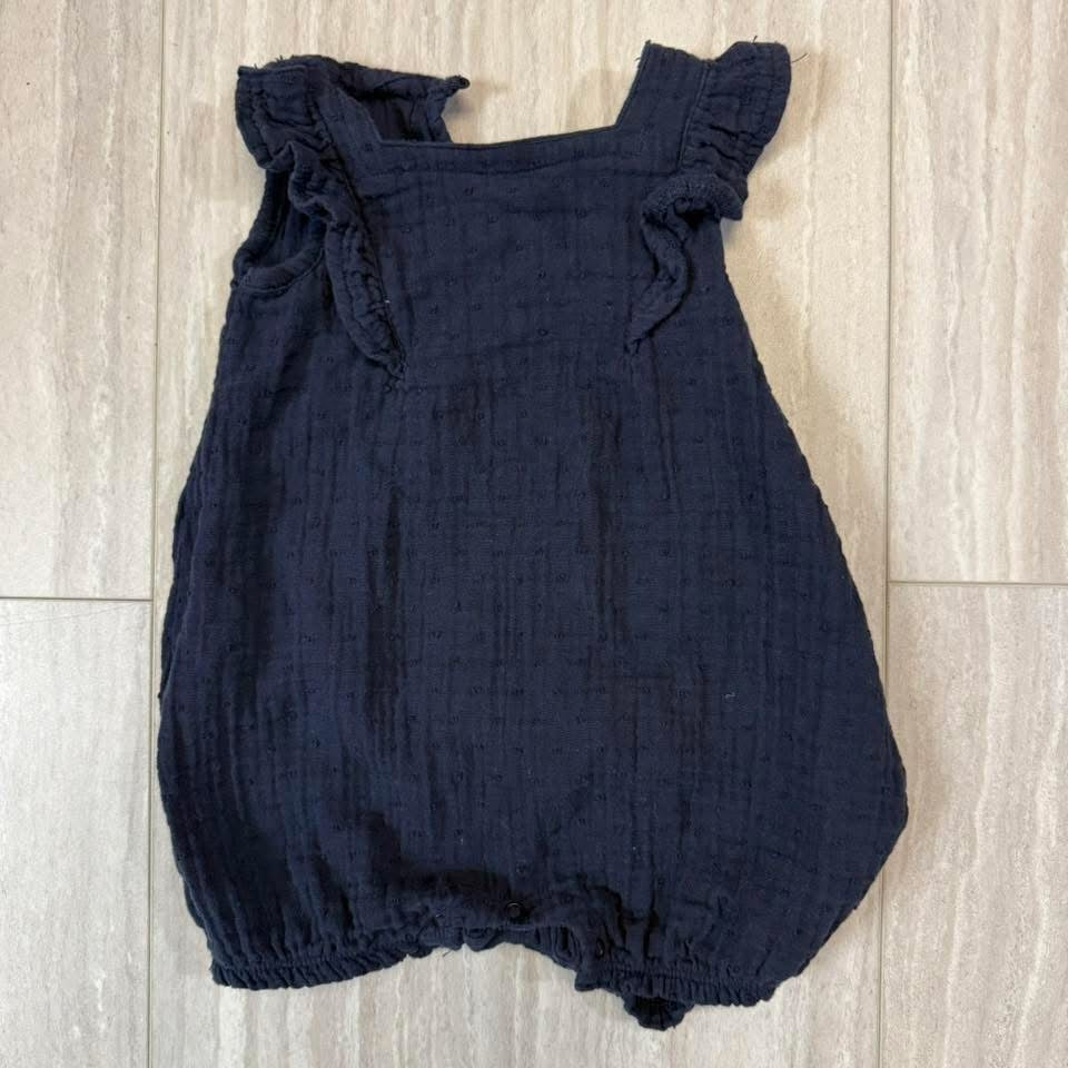 Seller 17: Burt’s Bees Navy Romper Baby Girl 3-6 mo. NWOT