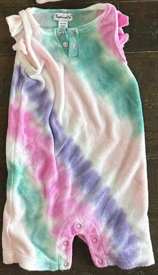 #17 Splendid Baby Girl Tie-Dye Terrycloth Romper 0-3mo.
