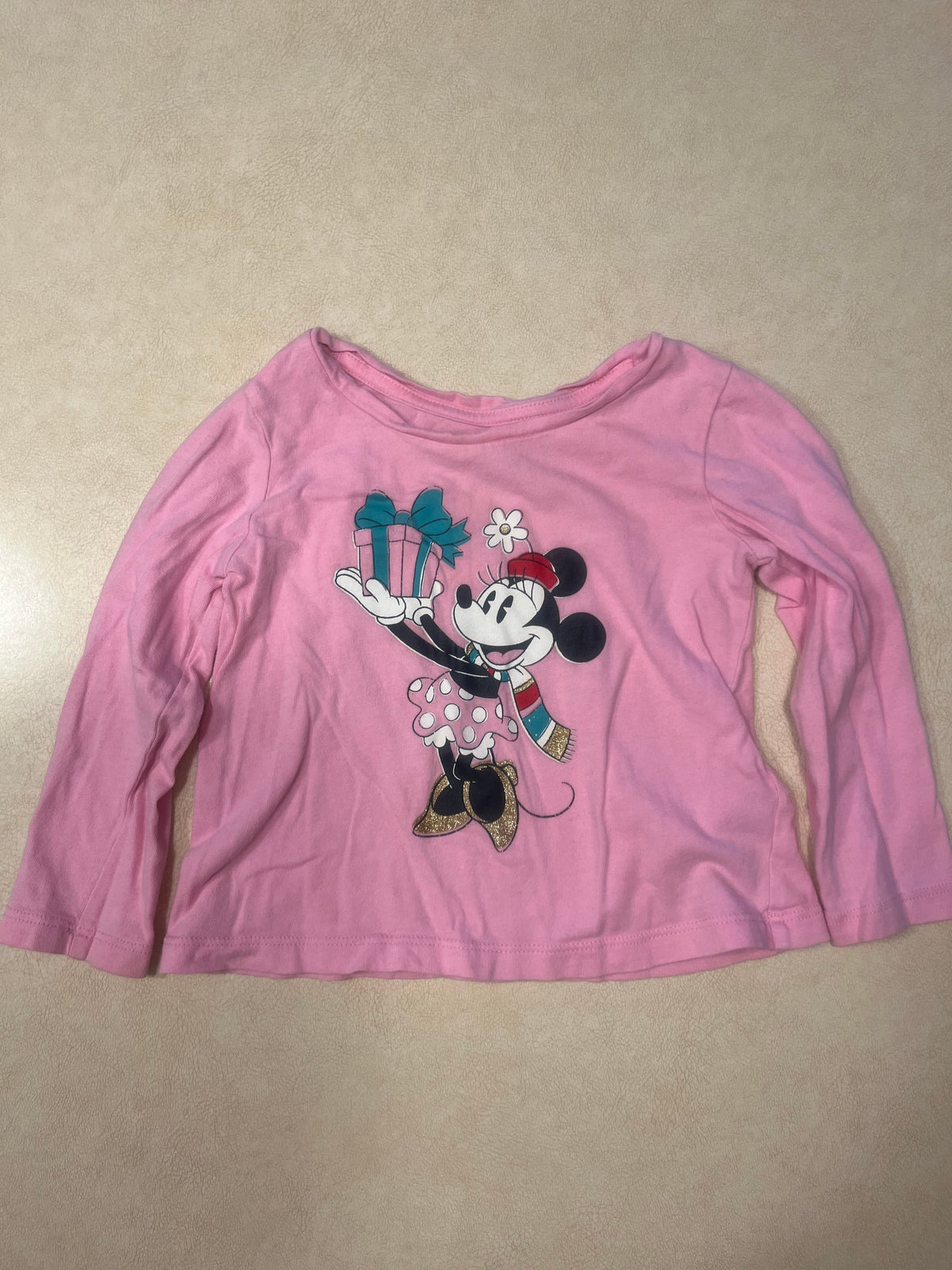 #200 Baby Gap Minnie Mouse Holiday Shirt Girls 18-24m