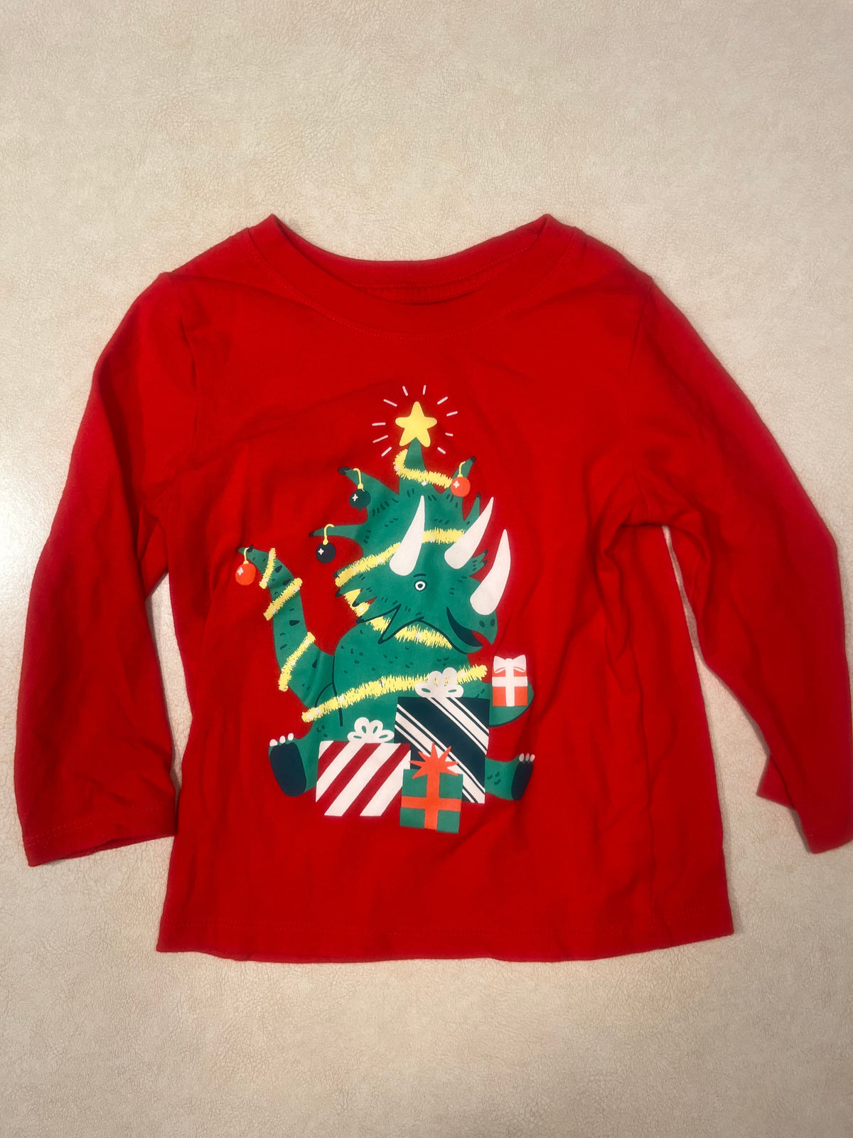 #200 Cat & Jack Dinosaur Christmas Tree Shirt Boys 2T