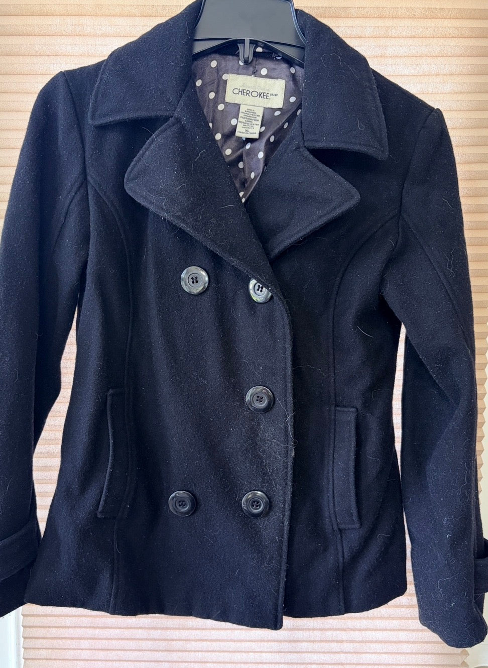 #35 girls XL black Cherokee pea coat