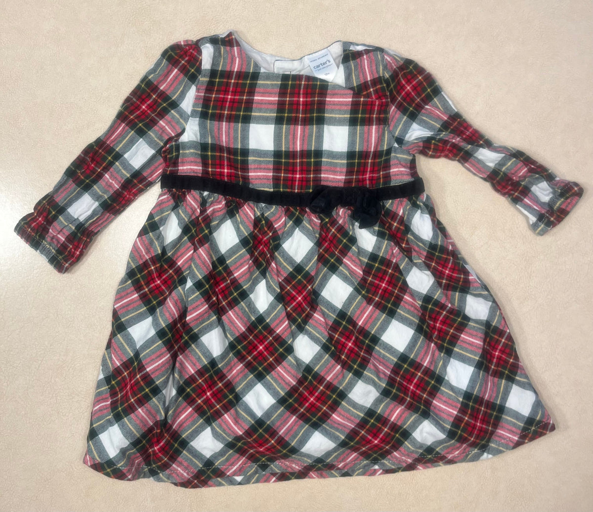 #200 Carter's Red/Green Plaid Dress Girls 12m