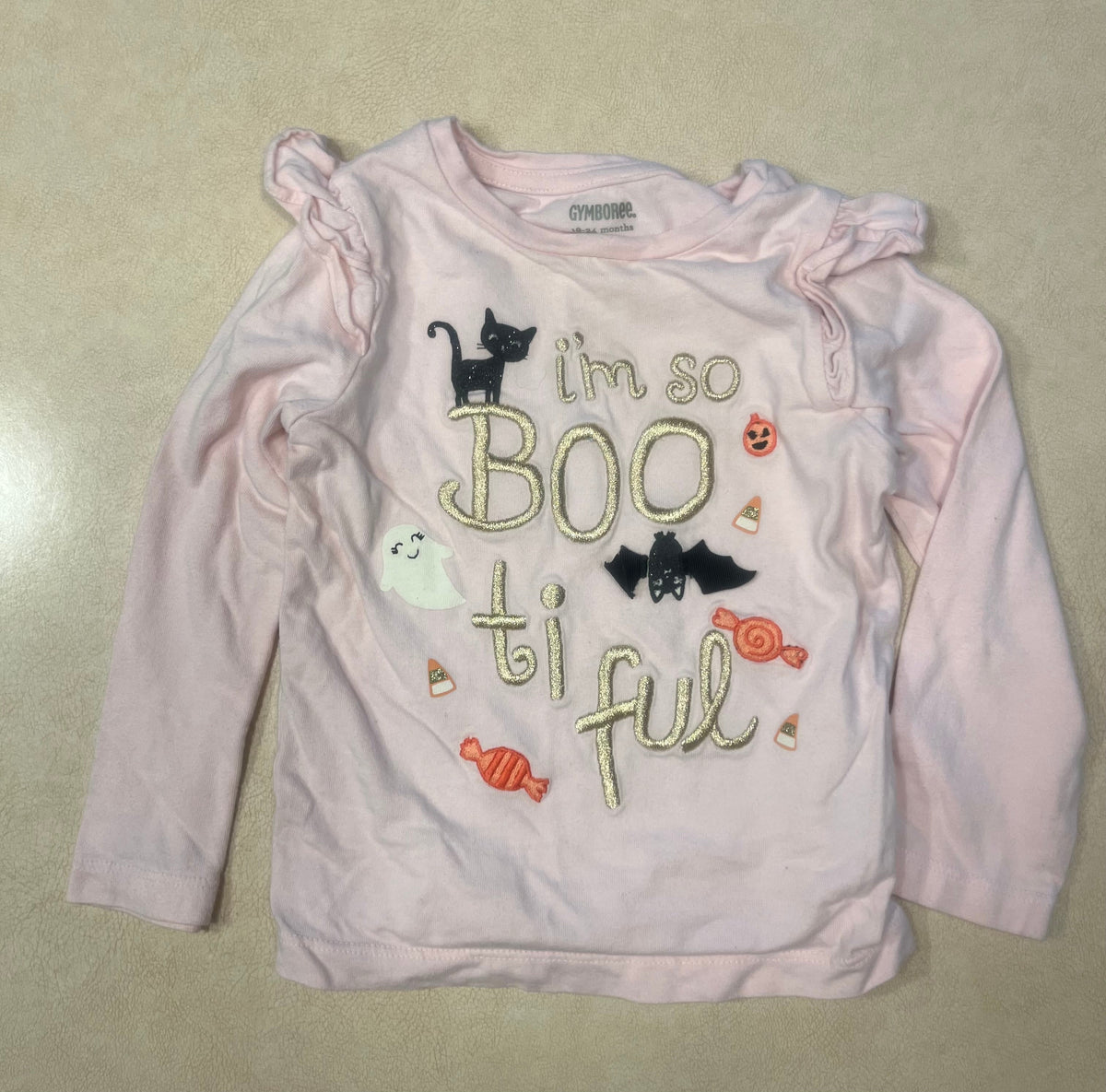 #200 Gymboree Boo-tiful Halloween Shirt Girls 18-24m