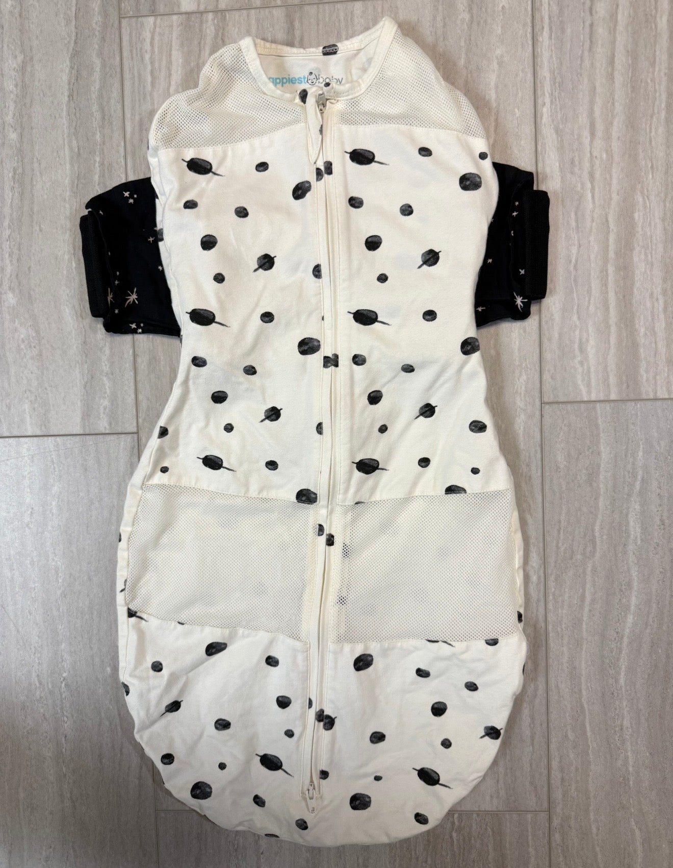 #17 Happiest Baby Snoo Sack Swaddle White Polka Dot Size Large