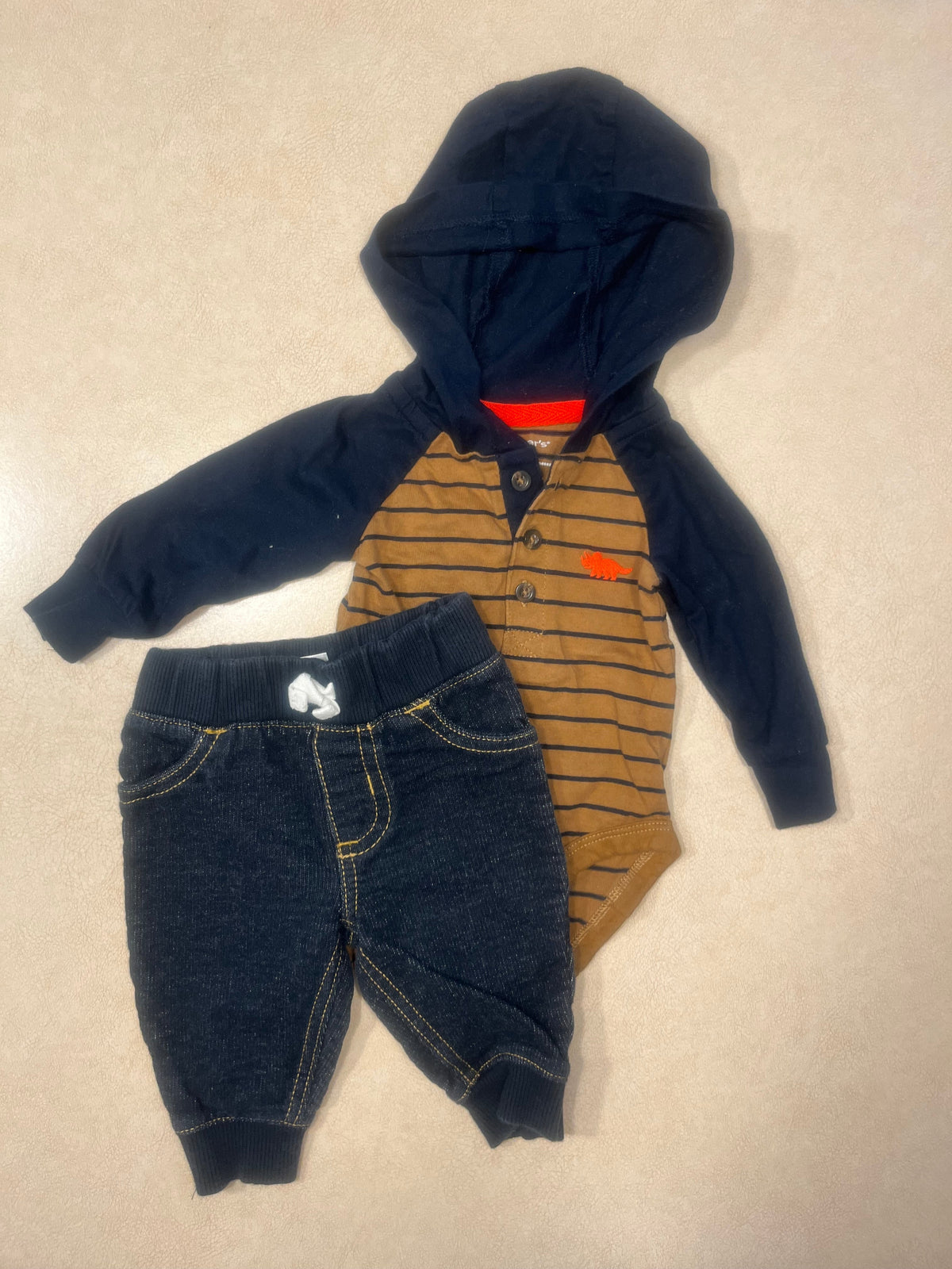 #200 Carter's Dino Hoodie and Jeans Set Boys 3m
