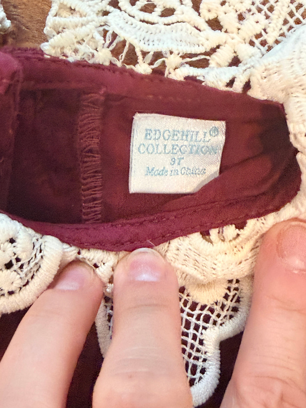 #99 Girls edgehill collection maroon velour dress size 3