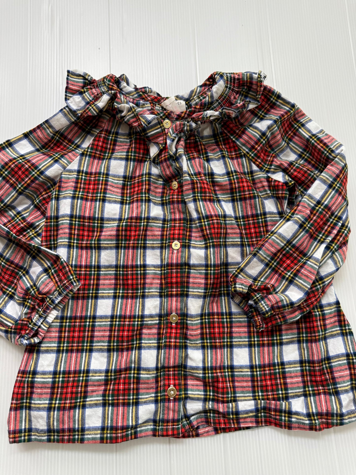 #167 Crewcuts Girls Plaid Blouse - M (8-9)