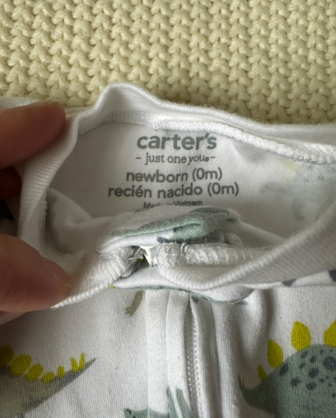 #93 Carter’s Dinosaur Sleeper Pajamas Boys NB