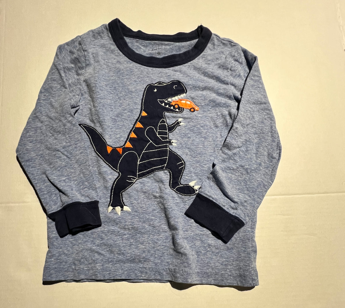 #95 Boys 4T Dino Eating a Car Shirt