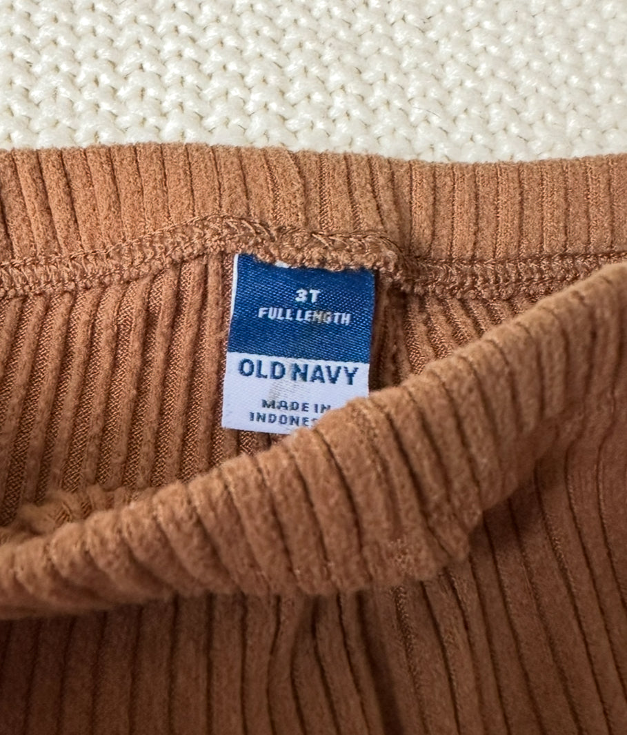 #93 Old Navy Brown Ribbed Legging Pants Girls 3T