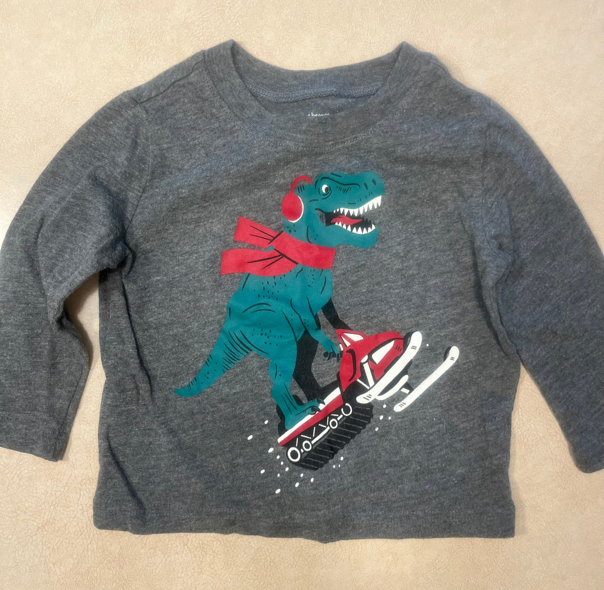 #200 Jumping Beans Dinosaur Snowboarder Shirt Boys 12m
