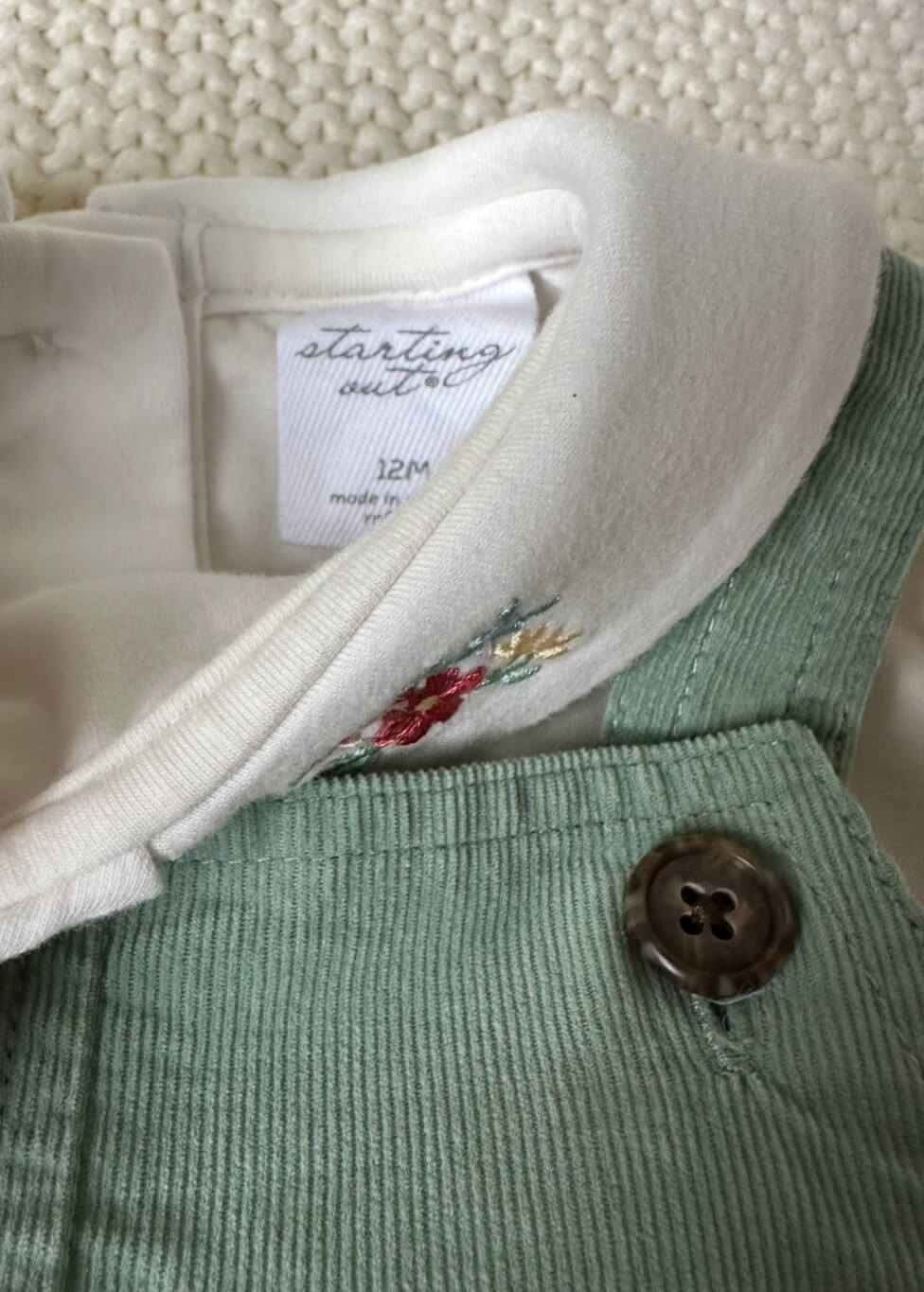 #93 Starting Out (Dillard's) Green Corduroy Jumper Outfit Girls 12M
