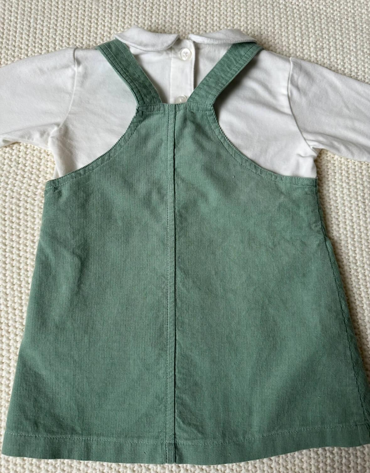 #93 Starting Out (Dillard's) Green Corduroy Jumper Outfit Girls 12M