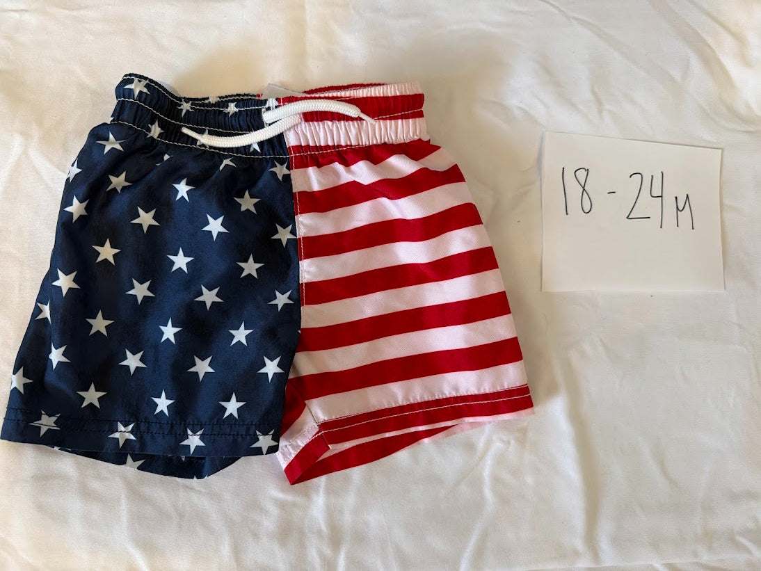 Seller #67 Old Navy Boys 18-24M American Flag Swim Trunks