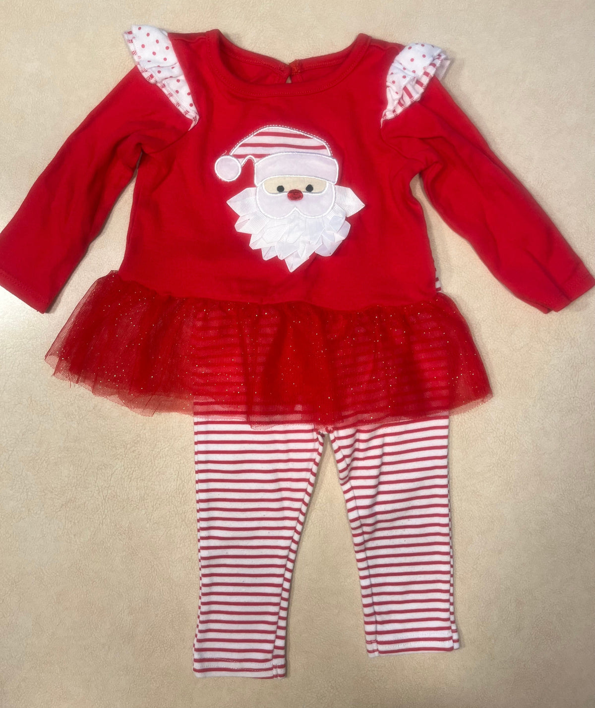 #200 Baby Essentials Ribbon Santa with Leggings Girls 12m