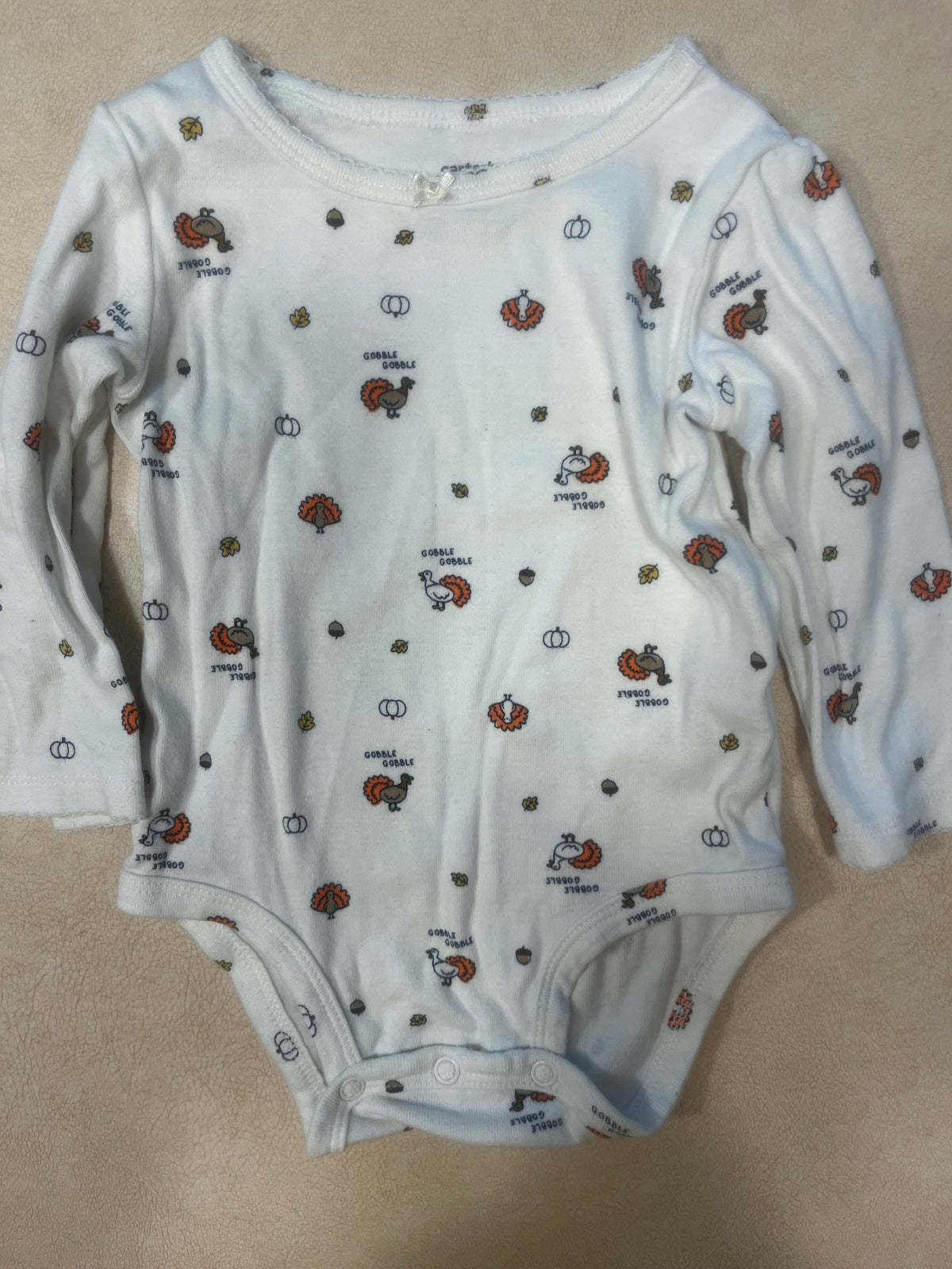 #200 Carter's Thanksgiving Turkey Jumper with Thanksgiving Bodysuit Girls 12m