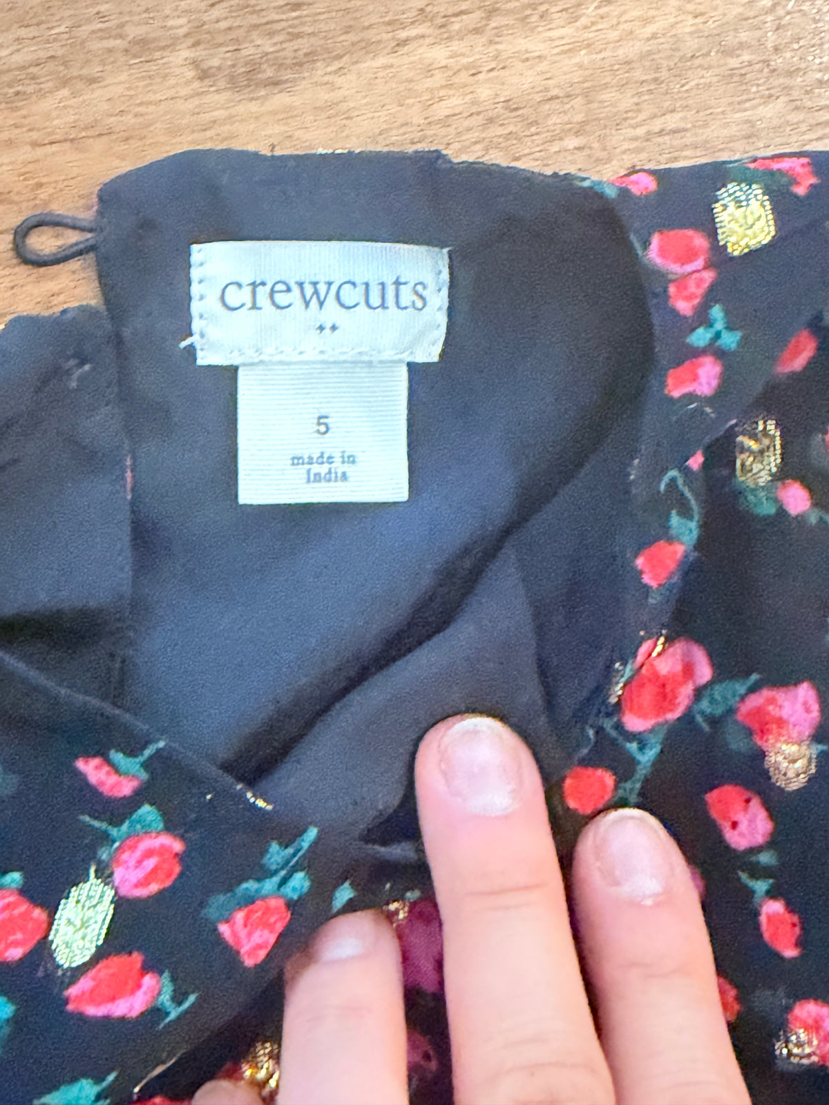 #99 Girls Crew cuts black red floral dress size 5