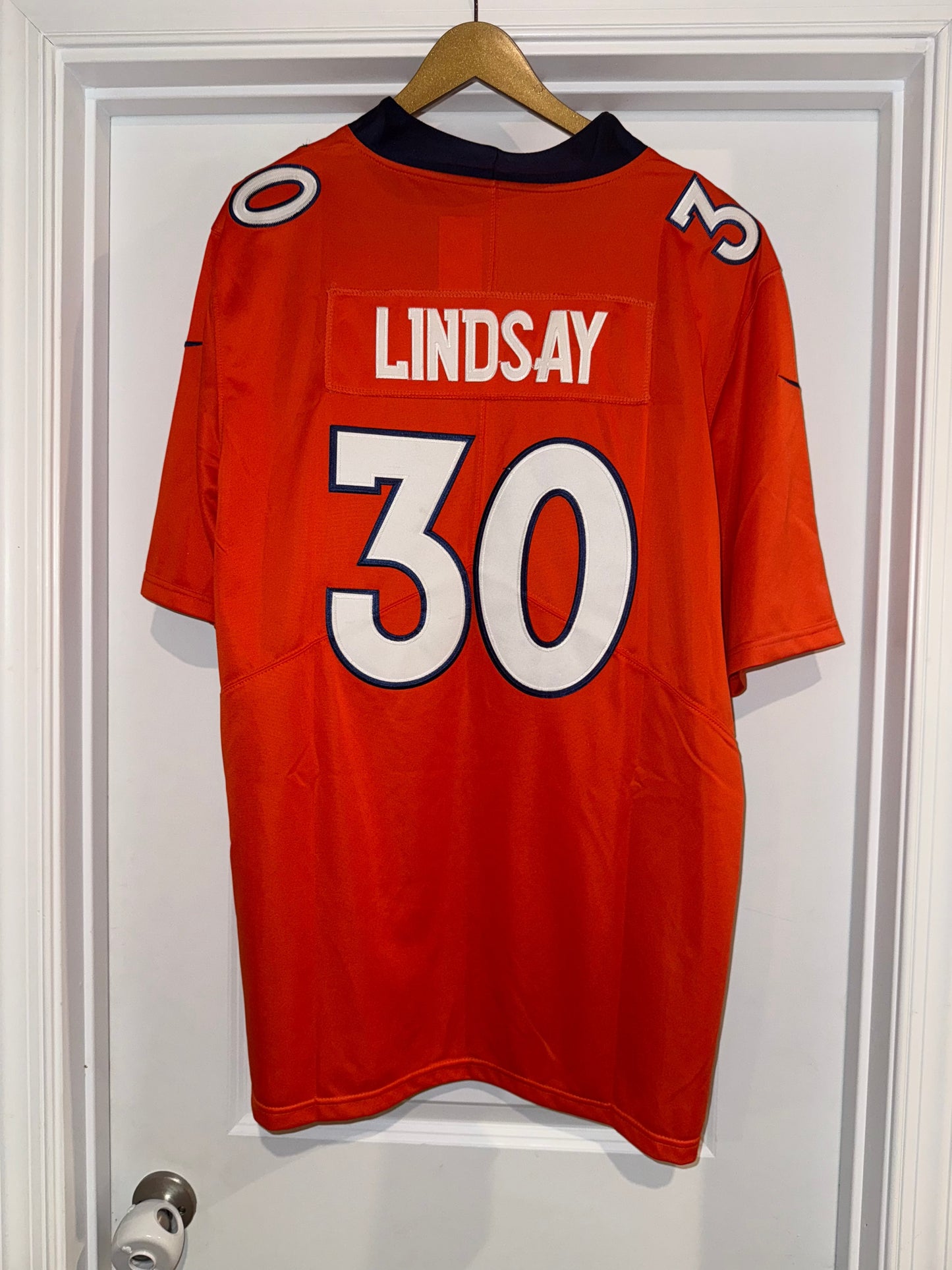 Seller #106: *Reduced* XL Denver Broncos Lindsay Embroidered Jersey NWT