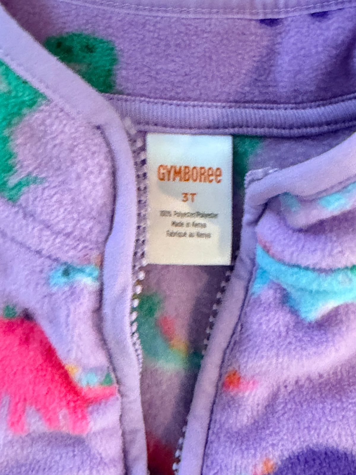 #99 girls Gymboree dinosaur fleece half zipper size 3