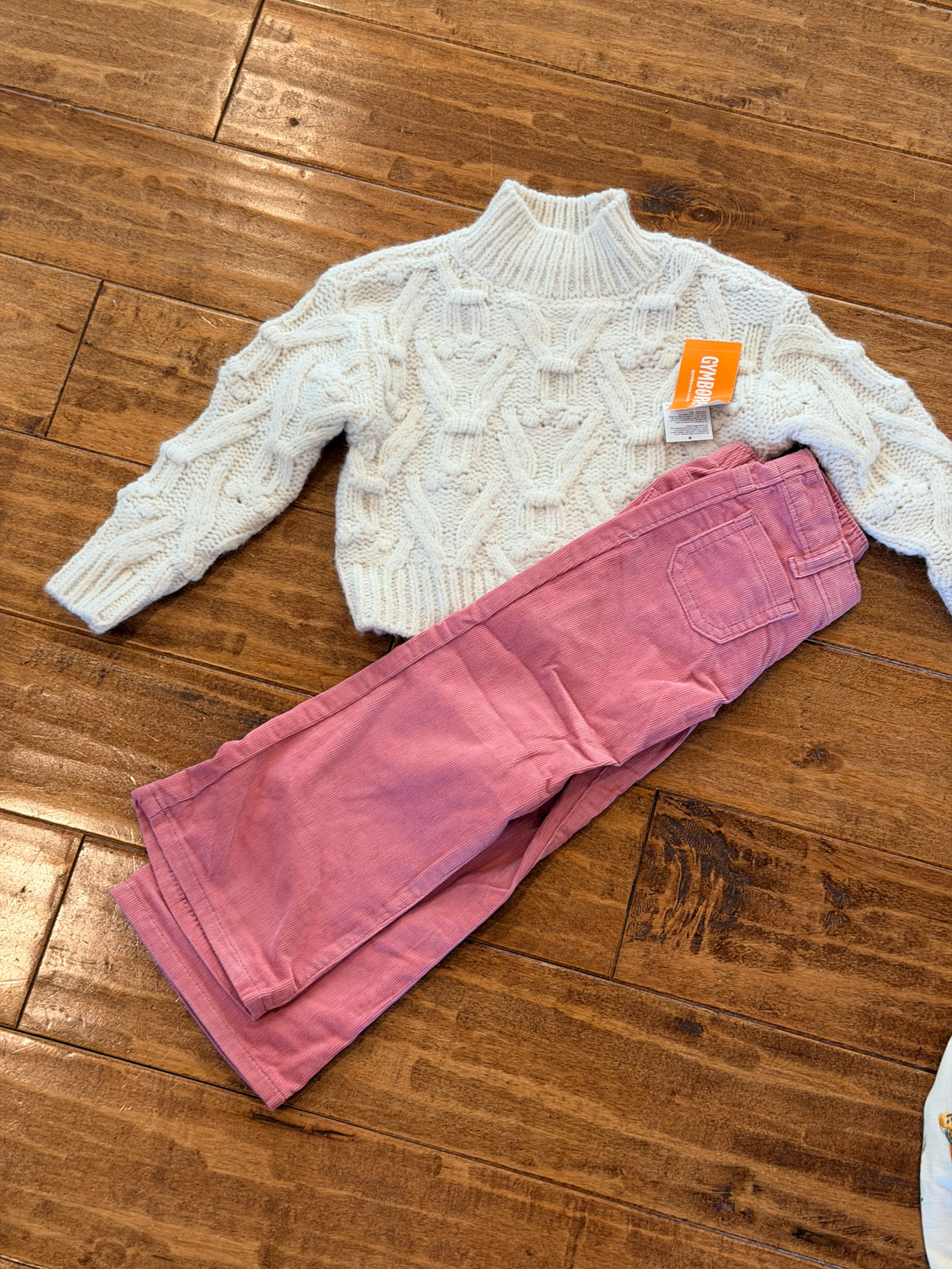 #99 girls Gymboree pink corduroy pants and copper key sweater size 3 NWT