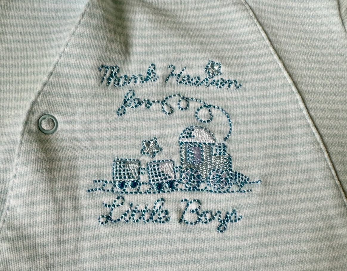 #93 Little Me Thank Heaven for Little Boys Onesie Sleeper Boys 6M