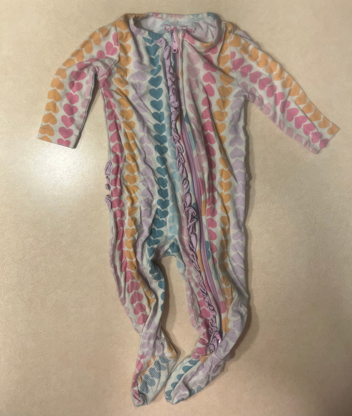 #200 Ruffle Butts Heart Pajamas Girls 6-12m