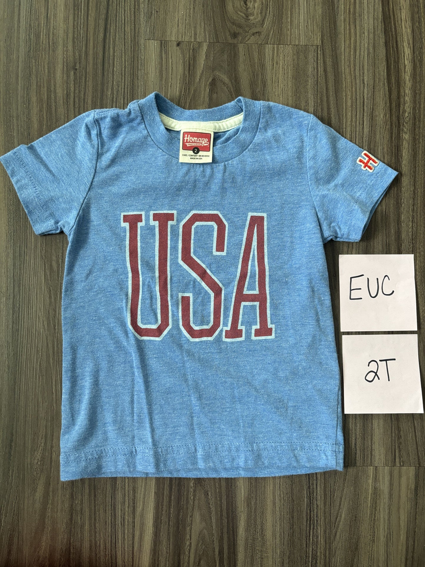 #138 - 2T Homage EUC USA Blue Tshirt